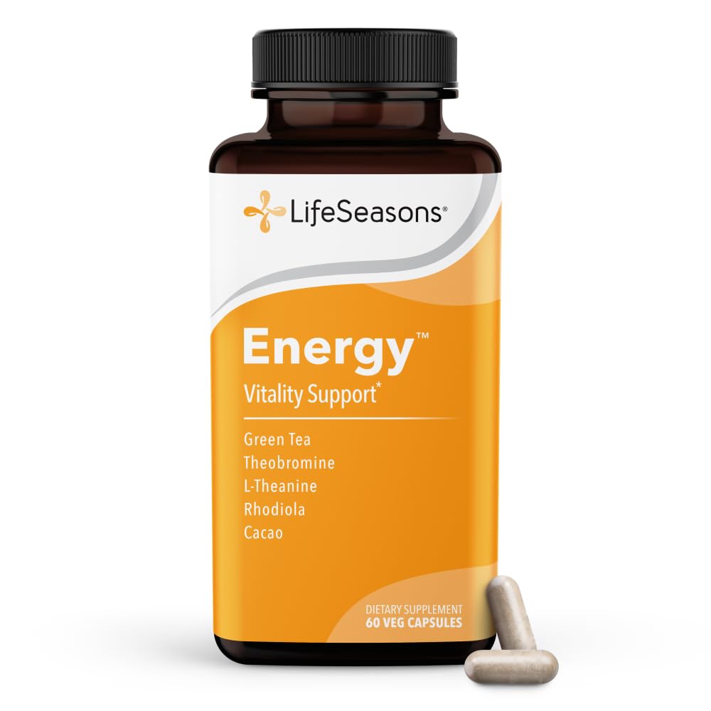 LifeSeasons Energy - Vitality Support - Energy Booster for Physical and Cognitive Strength - No Jitters - Increases Stamina - Zawiera zieloną herbatę i L- Theanine - 60 Count (Pack of 1)