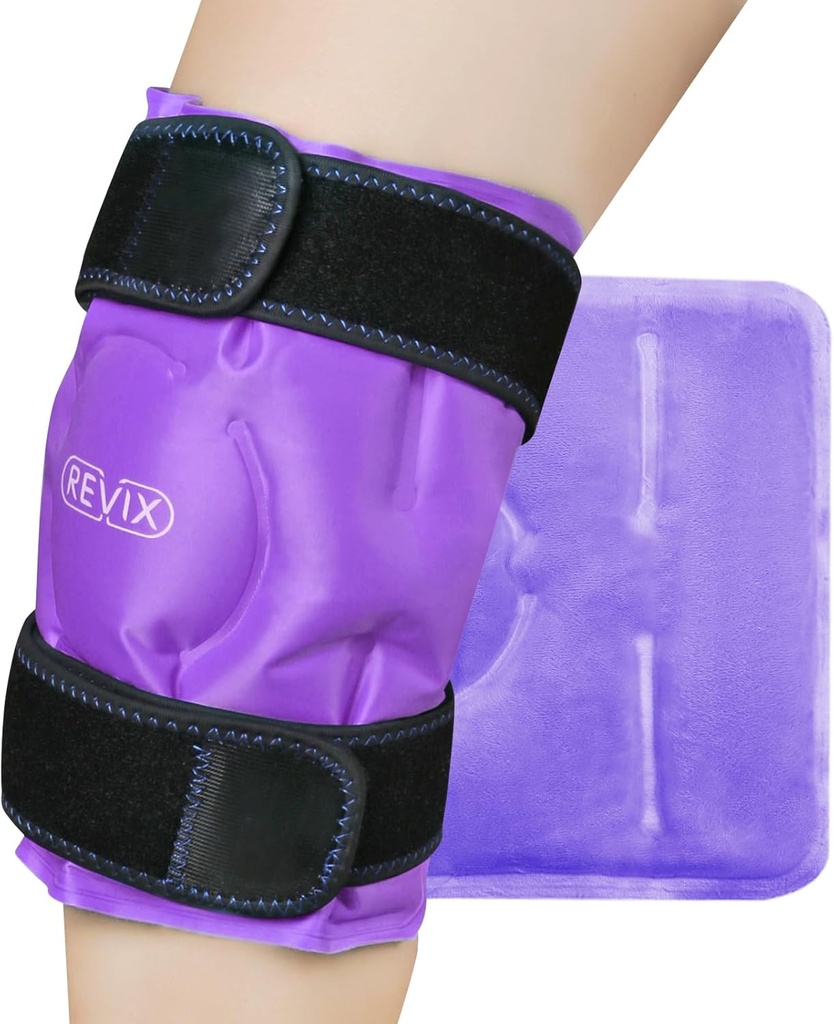 REVIX Zestaw Ice Knee dla urazów wielokrotnego użytku, żel Ice Wrap z Cold Compress Therapy dla opuchlizny, siniaków, urazów, zapalenia stawów, hands- Free aplikacji