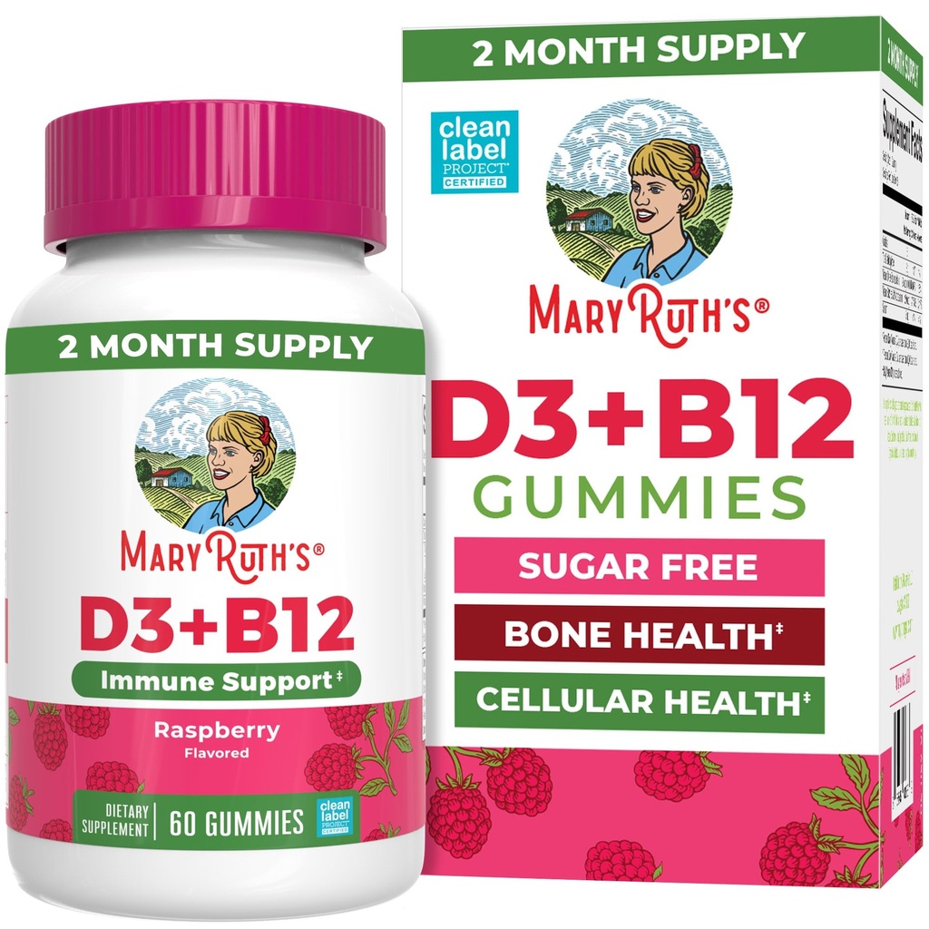 MaryRuth Organics Sugar Free Between 124; 2 Miesiące Dostawy 124; Witamina D & B12 Suplementy witaminowe dla dorosłych i dzieci 124; Zdrowie kości 124; Wsparcie immunologiczne 124; Wegan 124; Non-GMO Between 124; 60 Służenie