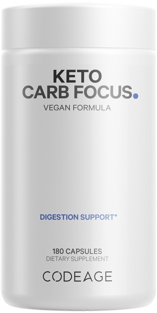 Codeage Keto Carb, Fasola z białej nerki, zielona herbata i cynamon Bark Suplement, Triple Action Keto Cheat Vegan Pills, Ketogenic, niskokaloryczny cukier diety, 3 miesiące dostaw, Non-GMO, Gluten- Free, 180 kapsułki