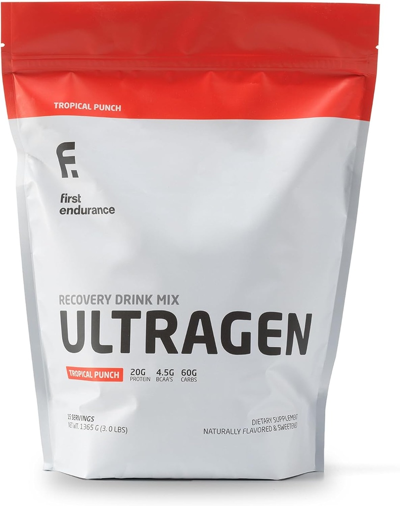 PIERWSZY ENDURANCE Ultragen Workout Recovery Drink, Mieszanka protein, Wzmacnia energię, Przyspiesza Odzyskiwanie 124; Tropical Punch, 15 Służenie