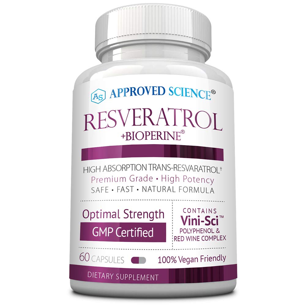 Zatwierdzony Science ® Resveratrol - 1000 mg Trans Resveratrol - 250 mg Polifenolu - 98% Czystość Poziom - Zawiera Bioperine ® - 60 Kapsułki Przyjazne Vegan - 1 Butelka