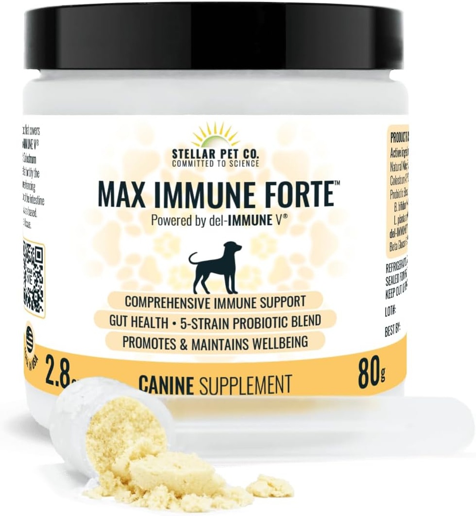 Stellar Biotics for Pets - Max Immune Forte ™ for Dogs (napędzany przez del- Immune V) - Zapewnia kompleksowe wsparcie immunologiczne 124; Poprawia trawienie 124; Promocje i utrzymuje psa Well-Being