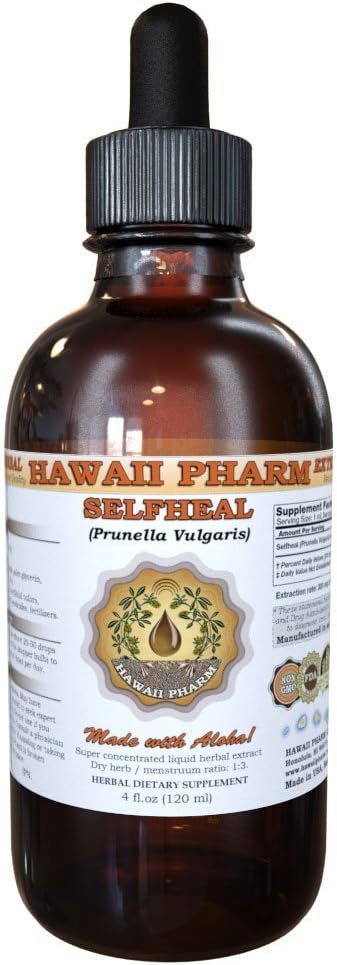 Selfheal Liquid Extract, Organic Selfhery (Prunella Vulgaris) Tincture, Herbal Supplement, Hawaii Pharm, Made in USA, 4 fl.oz