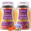 Fiber Gummies dla dorosłych z Pyllium Husk, 7G (Rozpuszczalny + Nierozpuszczalny) Codzienne Prebiotyczne włókno z Inuliną, FOS, Guar Gum, Multivitamin dla Daily Digestive Health, Regularny Wsparcie, Bez cukru, Opakowanie 2