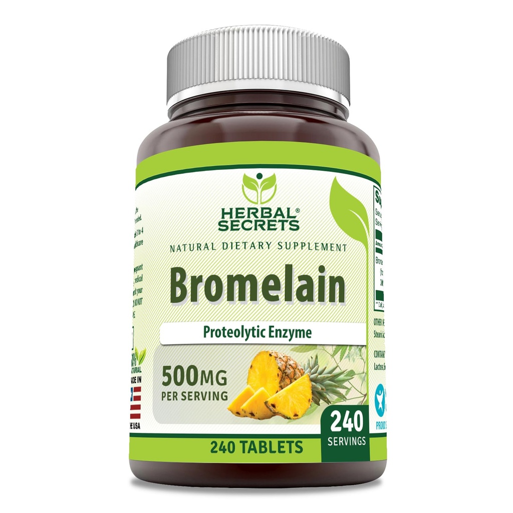 Herbal Secrets Bromelain Supplement 500 Mg Tablets Supplement Equipment 124; Non-GMO Equipment 124; Gluten Free Equipment 124; Made in USA (240 Count)