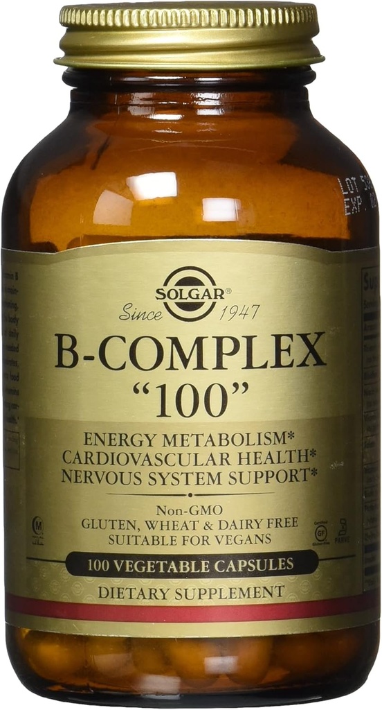 Solgar B- kompleks "100", 100 Kapsułki roślinne - Heart Health, 100 Hrabia (Opakowanie po 12)