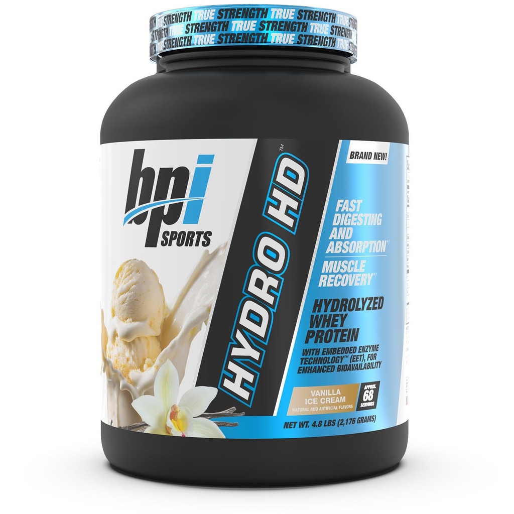 BPI Sports Hydro HD - 100% Hydrolizowany proszek z białka serwatki - Wzrost mięśni, Odzysk, 25g Zhydrolizowanego białka, Niskie węglowodany, Niski cukier, Szybkie wchłanianie (68 Słupki, Wanilia Lody)