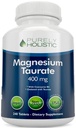 Magnezu Taurate 400mg tabletki - Chelatowany Magnez z Tauryną i Koenzym B6 - Kompleks Wysokiej Absorpcji dla Zdrowia sercowo-naczyniowego, Mięśnie i Nerwy - 240 Wegańskie tabletki