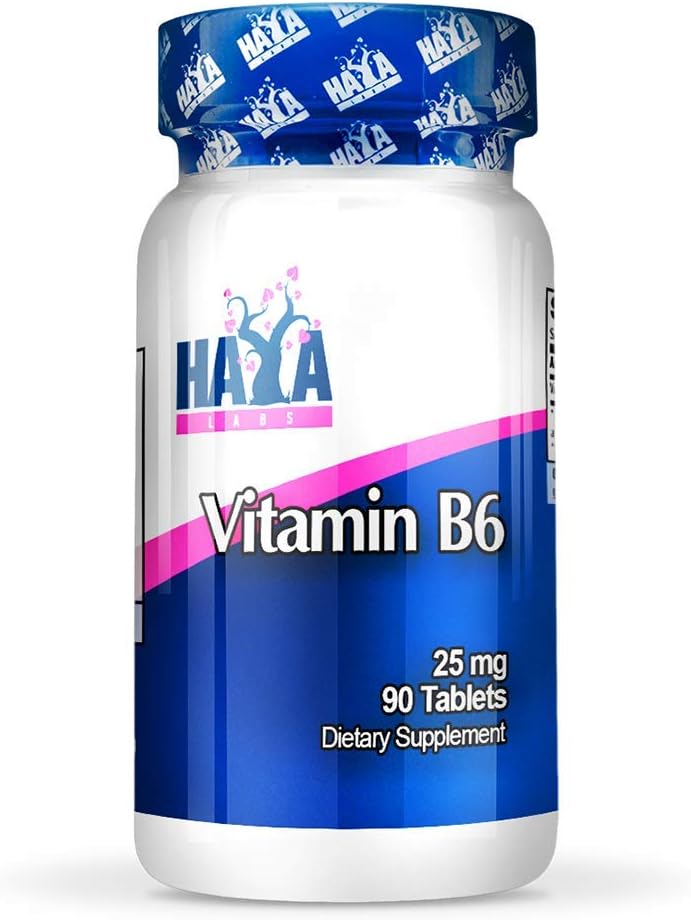 HAYA LABS Witamina B6 / 25 mg. / 90 Tabs. Energia i zdrowy system immunologiczny, Wsparcie energetyczne i wydajności, Metabolizm węglowodanów