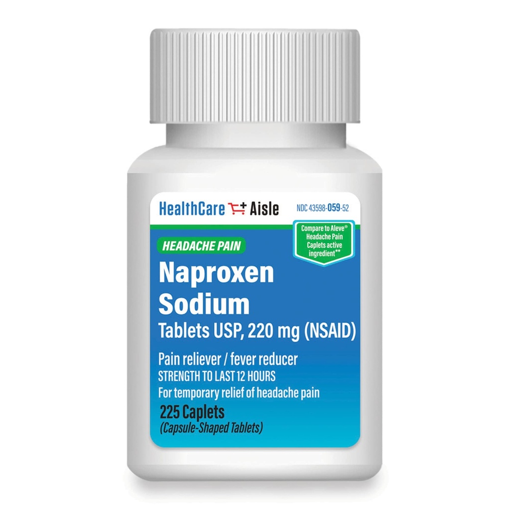 HealthCareAisle Naproxen Sodu, 220 mg - 225 kapsułek - Ból głowy Reliever, Do 12 Godzin Ulgi