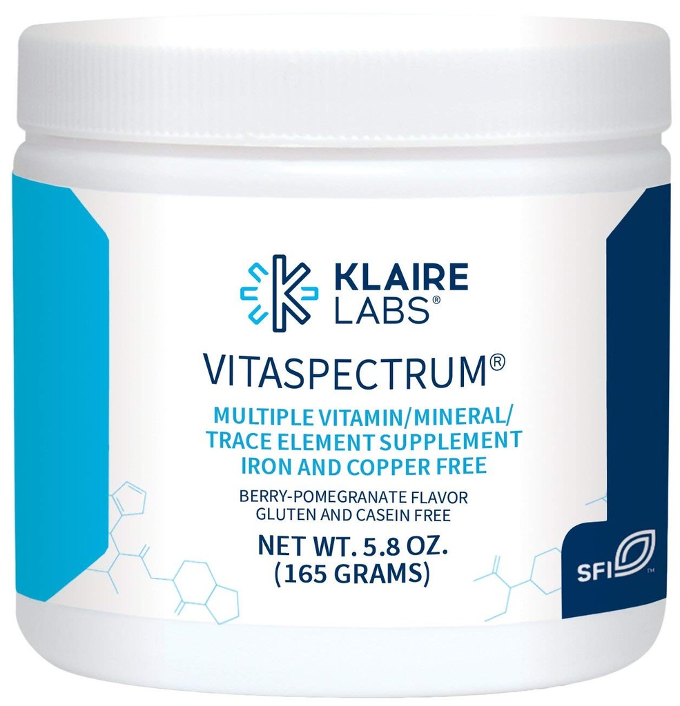 Klaire Labs SFI Health VitaSpectrum Powder - Multiwitamina dla dzieci / Mineral z 23 Zasadniczymi składnikami odżywczymi w berry- Granacie dla dzieci, bez miedzi, żelaza, glutenu lub kazeiny (30 Servings, 171 Grams)