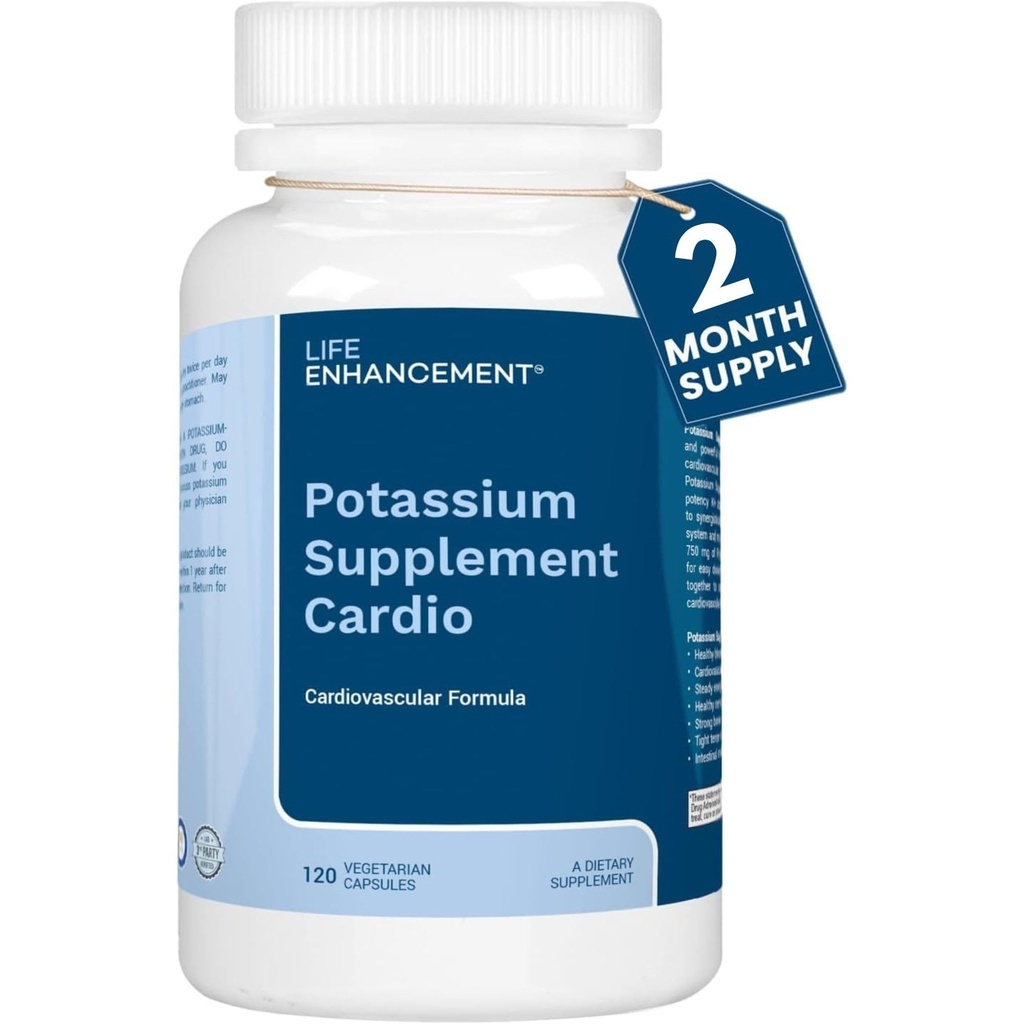 Ulepszenie życia suplement potasu cardio Wspiera mięśnie, nerw i zdrowie układu sercowo- naczyniowego - 750 mg dwuwęglanowe potasu Promoty bez dodatków i jest wytwarzany w USA (120 kapsułki - 60 Servings)