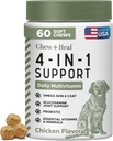 Wszystkie w 1 Witaminy psów i suplementów, 60 Soft Chew Multivitamin z glukozaminy, Probiotyki, Omega Fish Oil -for Skin, Coat, Hip, Joint & Gut Health -Senior, Szczeniak, Duże i małe psy
