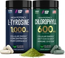 (Bundle) Chlorofil & L Kapsułki Tyrozyny - Naturalna energia, odporność i suplement Focus - 600 mg Chlorofil dla świeżości + 1000 mg L- Tyrozyna dla Focus & Mental Clarity - Made in The USA