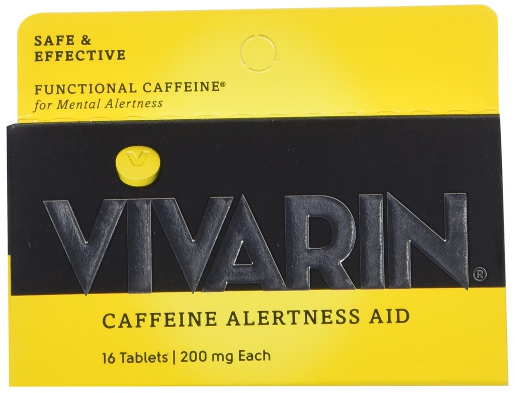 Vivarin, tabletki kofeinowe, 200mg kofeina w każdej tabletce, Bezpiecznie i skutecznie pomaga Ci się obudzić, alertywność, Suplement energetyczny, 16 tabletek - 3 opakowania