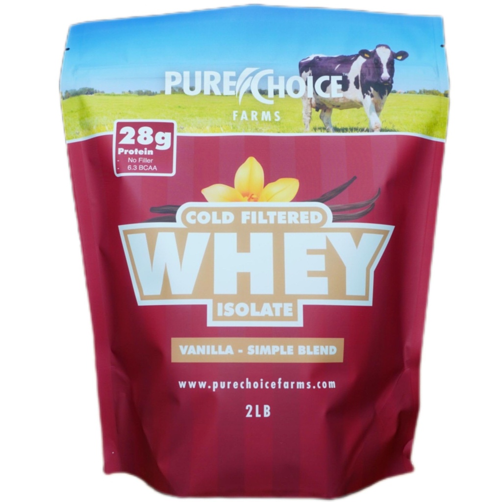 Pure Choice Vanilla Whey Protein Isolate Powder, 28g Protein, Niedenaturowany Serwatka, 3 Składniki, Brak Fillerów lub Sztucznych Sweeteners. (Wanilia, 2 lb)