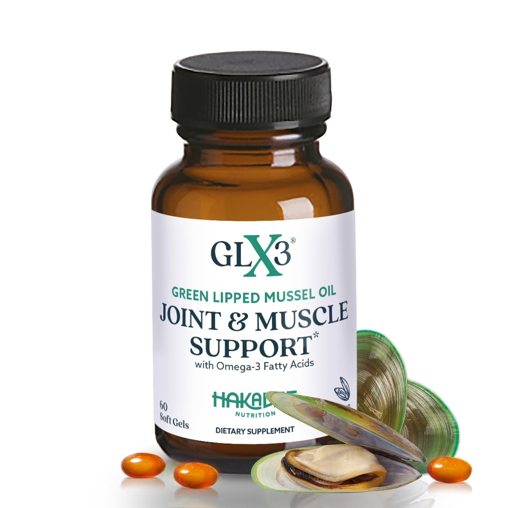 GLX3 Joint Support Extra Strength Omega-3 Supplement Equipment 124; Premium New Zealand Green Lipped Mussel Oil - Komfort, Elastyczność, Odzysk mięśni - ETA EPA DHA Omega 3 Supplement Capsules by Haka Life
