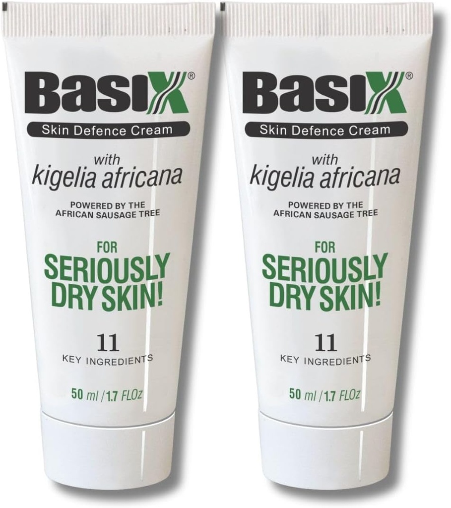 Basix Skóra Defence Repair Cream (Twin Pack) Kigelia Afrykańskie kiełbasa Drzewo koi Eczema Łuszczyca Trądzik skórny Naturalne Składniki dla Suchej Swędzonej Skóry Lemon Ginger Plum Rosemary Witamina E Rose Aloe