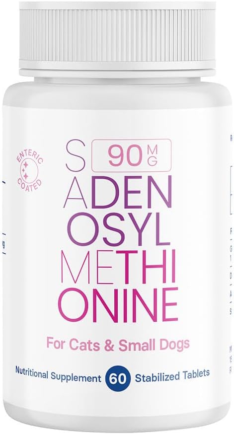 SAM- e Liver and Brain Health Supplement for Small Dogs and Cats - with S- aDENOSYLmetionine (Same), 60 Coated Tablets
