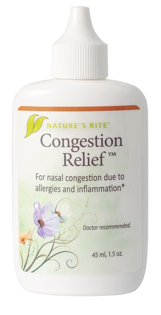 Nature 's Rite Nasal Spray Decongestant, Relief Congestion, 1.5 oz. (45 ml), Portable, All Natural Sinus Nose Spray, Non- Addictive Sinus Relief dla alergii i podrażnienia