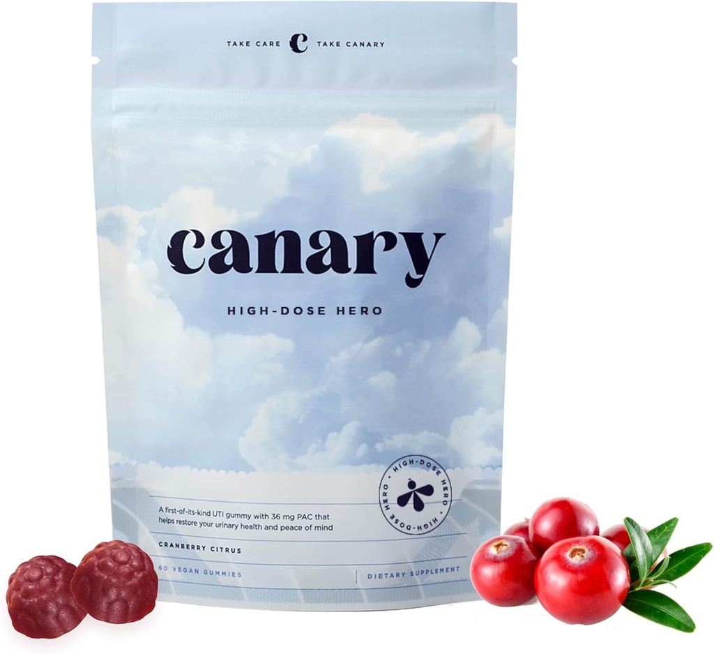 Canary High- Day Hero - Urynary Tract Health Gummies Suplement diety, Pomaga oczyścić i chronić, Pyszny naturalny aromat żurawinowy, 60 Gummies