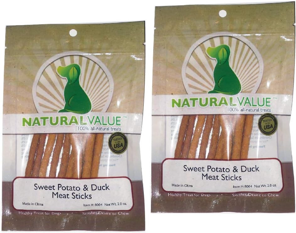 Natural Value Sweet Potato & Duck Soft Chew Meat Sticks Zawiera glukozaminy i Chondroitin dla Hip & Joint Health (Jest to 2 Pack)