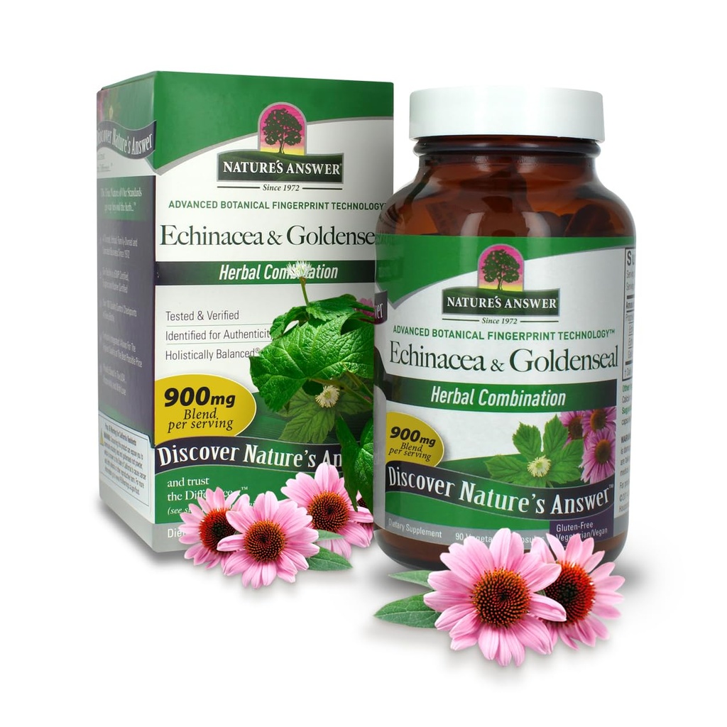 Odpowiedź natury Echinacea & Goldenseal 124; Suplement diety 124; Wspiera zdrowy system immunologiczny 124; Non- GMO & Kosher Certyfikowane 124; Kapsułki wegetariańskie / wegańskie 90ct