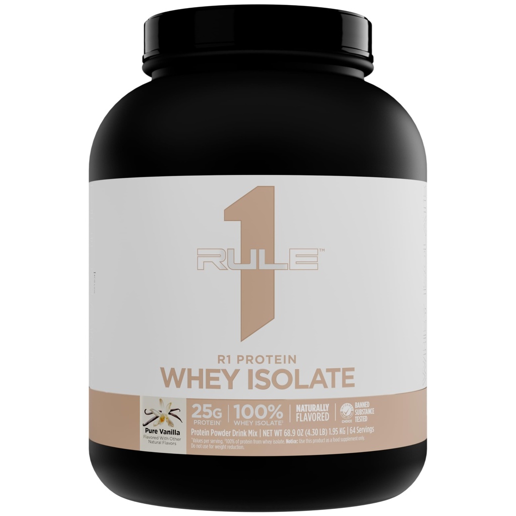 Zasada 1 Naturalnie pachnące R1 Izolat serwatki - Czysta formuła z białkiem 25g & 6g BCAA Wyłącznie Izolowane i Zhydrolizowane Źródła do Odbudowy Warsztatów (4.3 funty *, Czysta Vanilla)