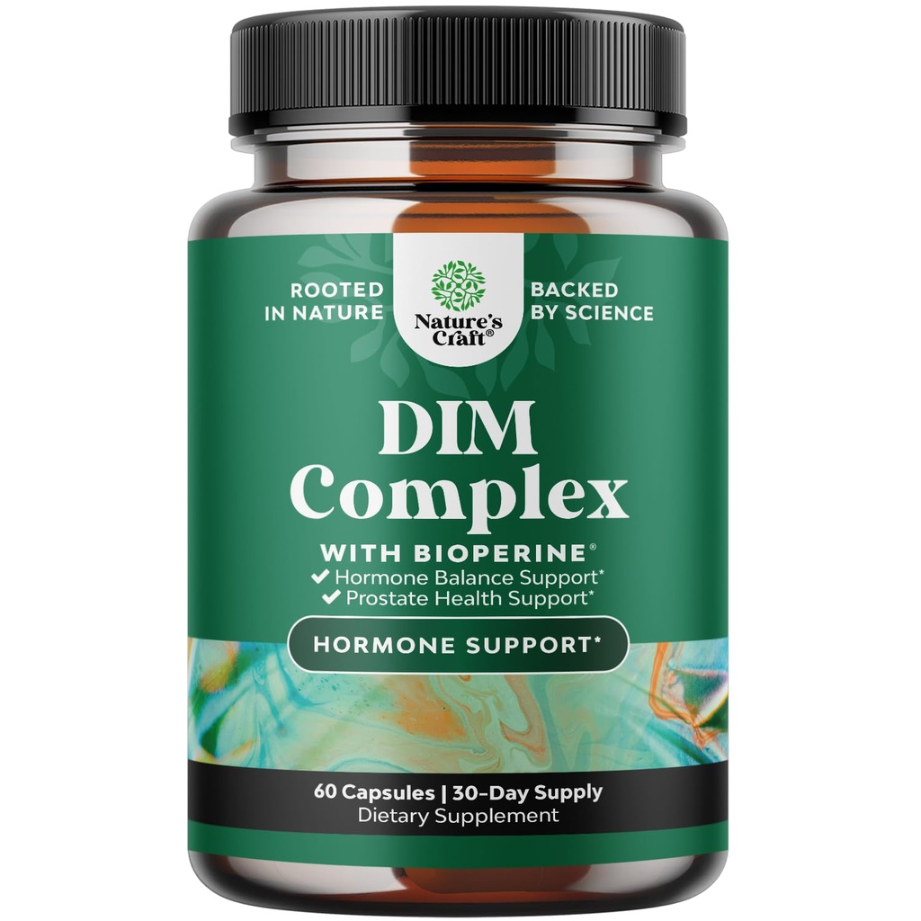 Czysty suplement DIM dla mężczyzn z bioperine - DIM Estrogen Blocker dla mężczyzn dla hormonu równowagi i zdrowia prostaty - Diindolylometan Testosteron Complex z Broccoli Florets - 60 kapsułki