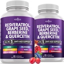 New AGE Resveratrol, Berberine, Grape Seed Extract, Quercetin, Suplement Polifenolu dla kobiet i mężczyzn z Noni Extract, N- Acetyl Cysteine, Acai Extract - 120 Kapsułki