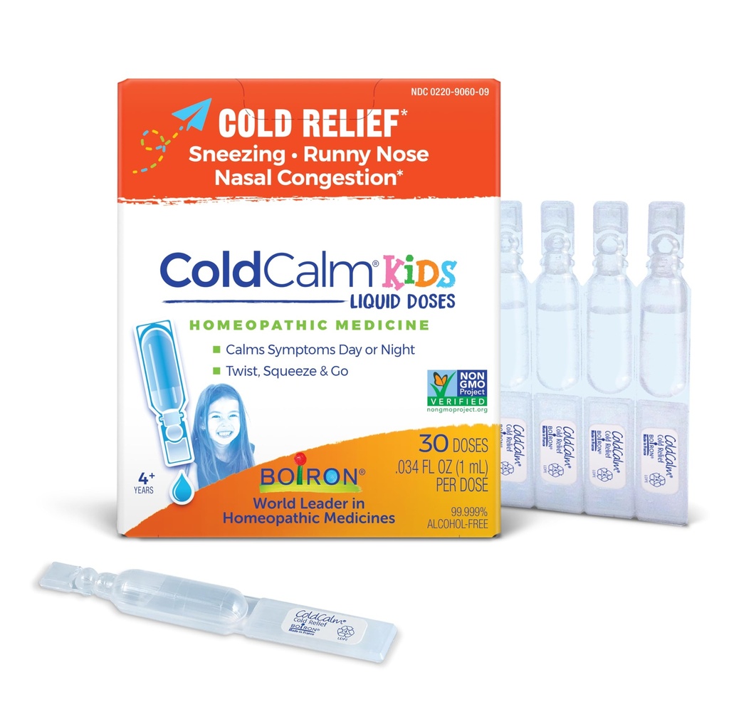 Boiron ColdCalm Kids Single- Use Drops for Relief from Cold Symps of Sneezing, Runny Nose, and Nasal Congestion - Sterylne i Non-Drowsy płynne dawki - 30 Count