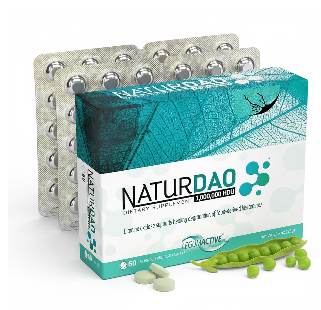 NATURDAOCOM LEGUMATIVE NATURDAO ® DAO Enzyme 1,000.000 HDU na tabletkę - DAO Enzyme Supplement - Blok histaminowy - Oksydaza diaminowa - Nietolerancja pokarmowa - 60 rozszerzone tabletki uwalniające
