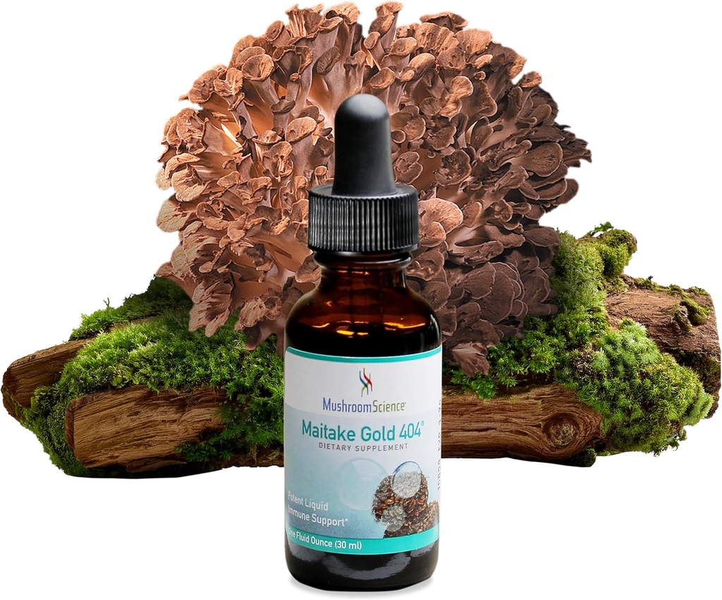MushroomScience MaitakeGold 404 Mushroom Supplement, Liquid Extract, Health Defense Support, Natural Dietary Supplement for Adult, Hot Water Extracted Mushrooms, Wegetarianin, 1 Oz, 180 Służenie