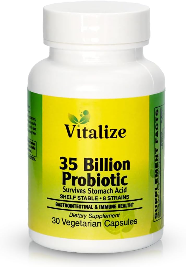UVitalize - 35 Billion PROBIOTIC 124; Probiotyki dla kobiet i mężczyzn 124; Probiotyka z 8 Płyny probiotyczne 124; Wsparcie metabolizmu i zdrowia trawiennego 124; Vegan Probiotic Kapsułki dla wszystkich 124; 30 Kapsułki wegetariańskie