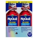 Vicks NyQuil SEVERE Cold, Flu, and Congestion Medicine, 2x12 fl oz Twin Pack, Berry Flavor, Maksymalna moc, Nocna ulga