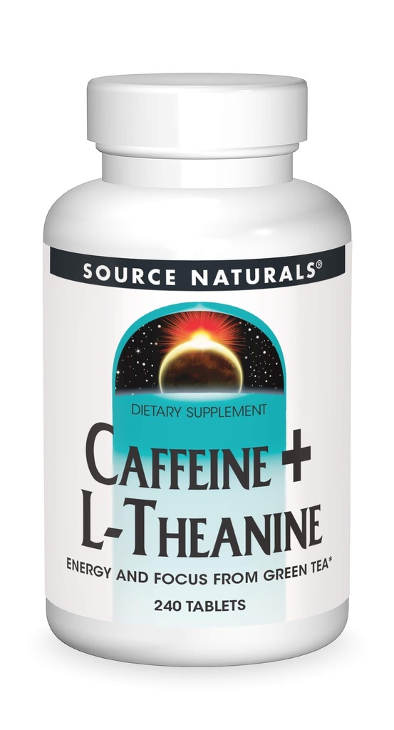 Źródło Naturals Caffeina + L- Theanine, Energy and Focus Support from Green Tea * - 240 Tablets