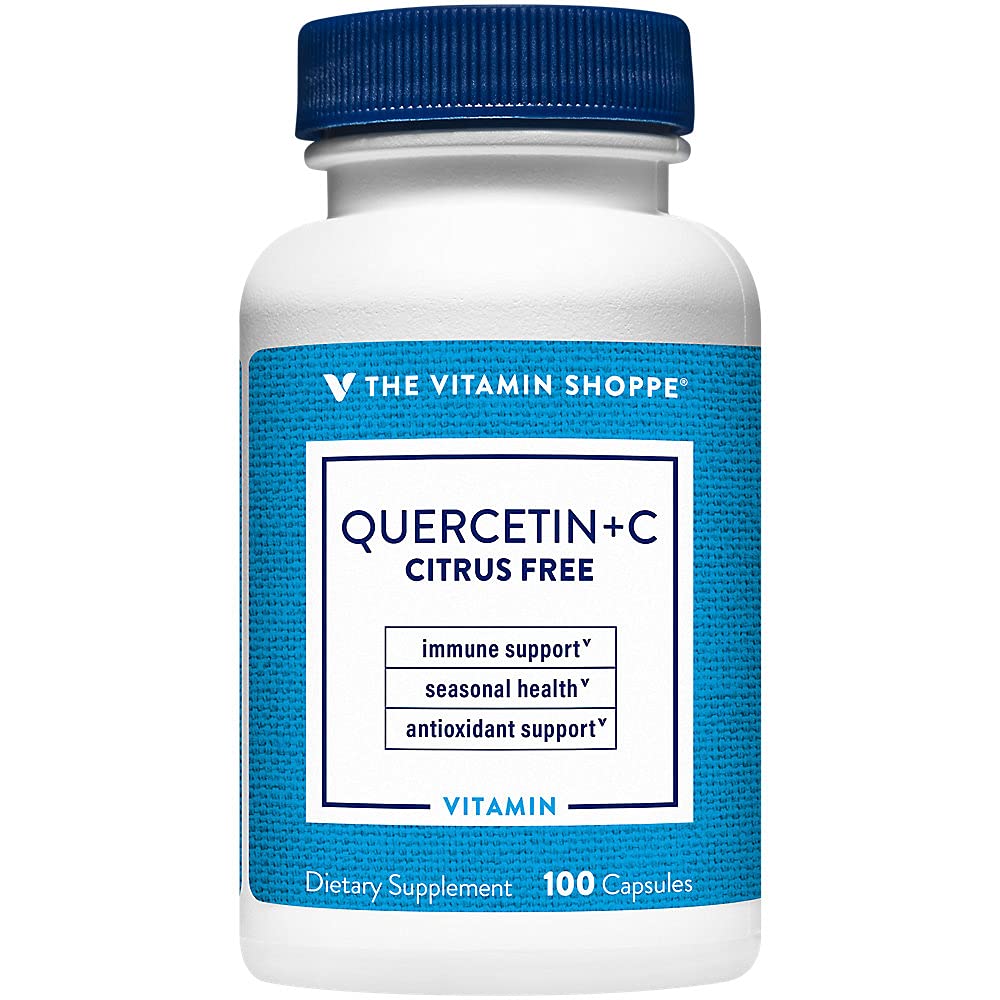 The Vitamin Shoppe Quercetin with Vitamin C - Immune & Seasonal Support | Citrus-Free Bioflavonoid | 100 Capsules | Year-Round