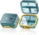 Małe pudełko na pióro, Travel Pill Case, Acedada Daily Pill Container for Purse Pocket, Moistureproof 7 Komory Pill Holder, Stylowy Portable Medicine Organizator Witaminy do suplementów Oleje rybne, Niebieski