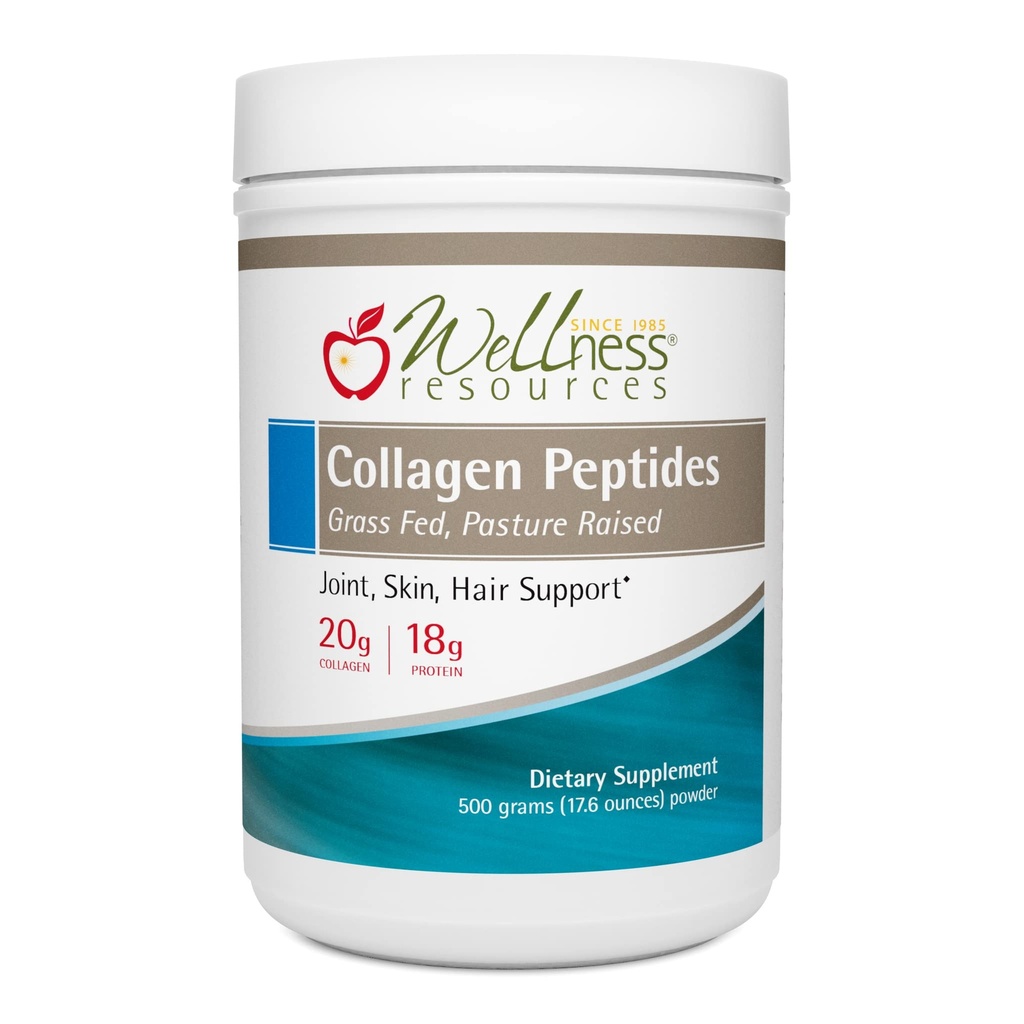 Wellness Resources Collagen Peptydes - Pasture Raised, Grass Fed 100% Collagen Protein - Hydrolizowany typ I i III Collagen Peptydes Powder, Unflavored (500 Grams / 17.6 Ounces)