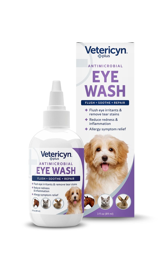 Vetericyn Plus pies i kot mycia oczu 124; krople do oczu dla psów i kotów do Flush i soothe podrażnienia oczu, pies rozdarcie czyszczące, bezpieczne dla wszystkich zwierząt. 3 uncje