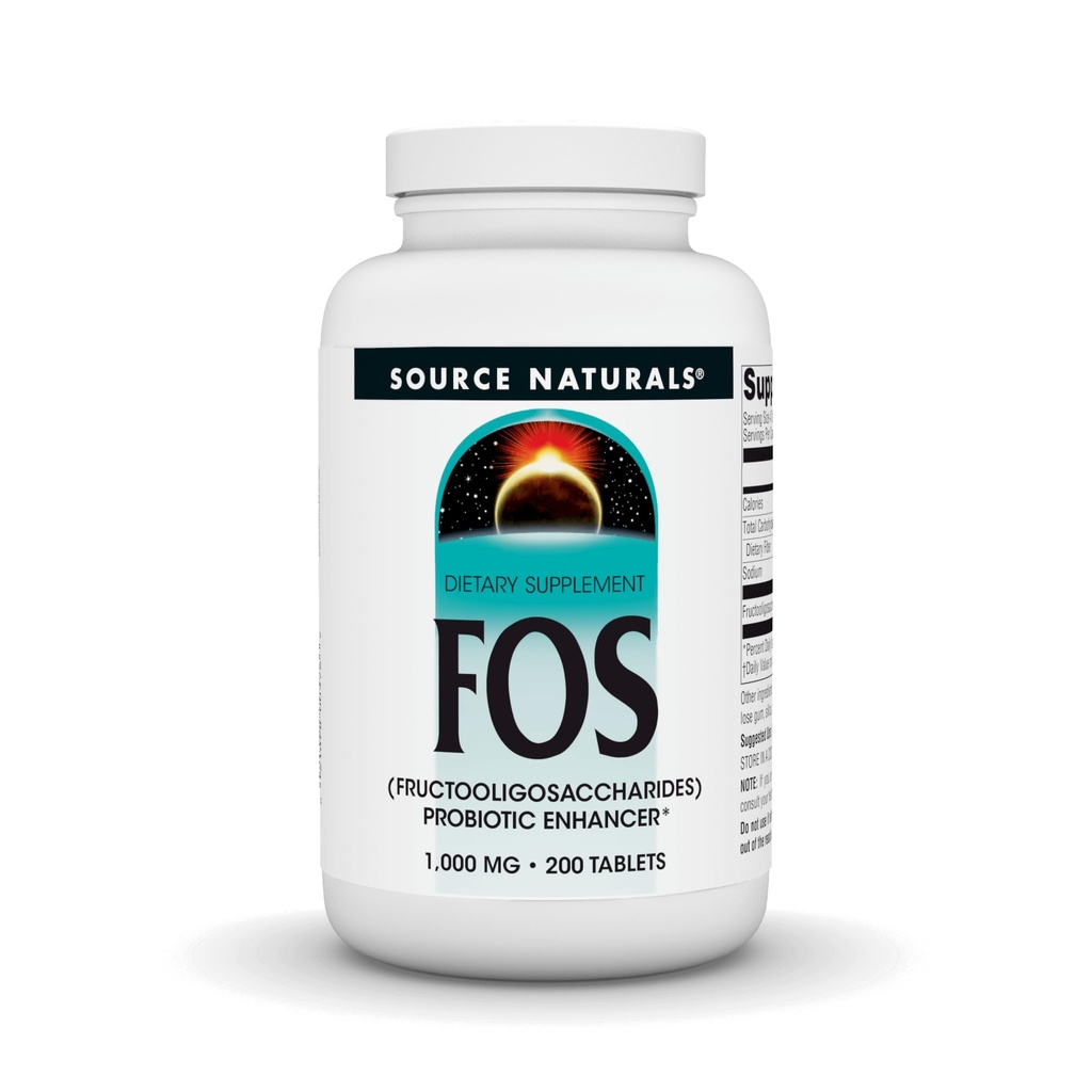 Źródło Naturals FOS 1000 mg Fruktooligosacharydy Probiotic Enhancer - 200 tabletek