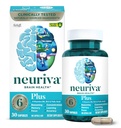 NEURIVA Plus Suplement do Mózgu dla Pamięci, Skupiania i Koncentracji + Funkcja kognitywna z klinicznie testowanych nootropików Fosfatydyloseryna i Neuroczynnik, Witaminy B6 & B12, 30 Kapsułki
