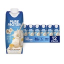 Pure Protein Vanilla Protein Shake, 30g Complete Protein, Vitamin A, C, D i E plus Cynk do wspierania immunologicznego zdrowia, Gotowy do picia i Keto- Friendly, 11oz Butelki, 12 Pack