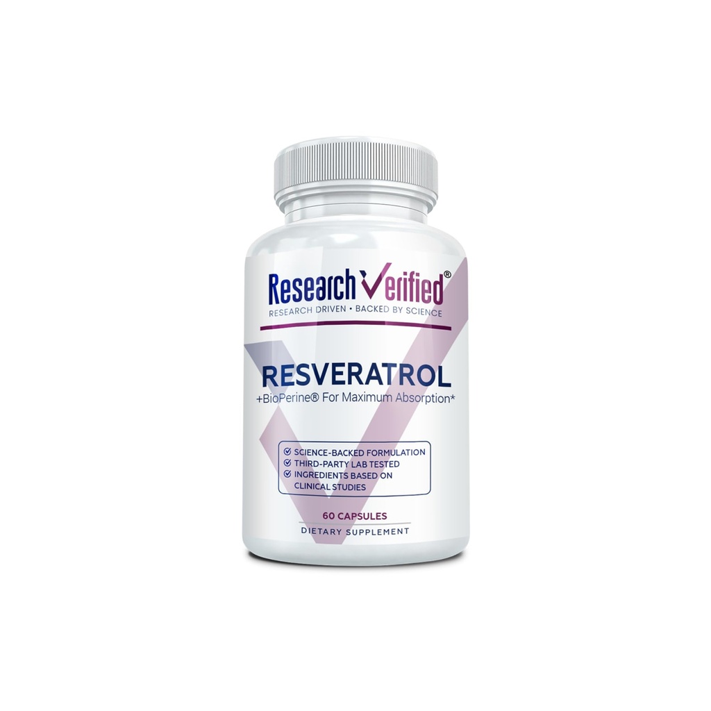 Badania zweryfikowane Resveratrol - 98% Trans- Resveratrol 1000 mg, Wsparcie przeciw starzeniu - 1 butelka - 60 Kapsułki