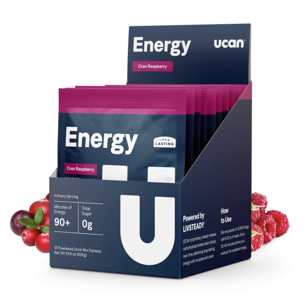 UCAN Energy Powder, Cran- Raz, Keto, Sugar- Free Pre & Post Trening dla mężczyzn i kobiet, Non-GMO, Wegan, Gluten- Free, Wielki dla biegaczy, Gim- Goers i sportowców wysokiej wydajności (12 Służenie, 25g)