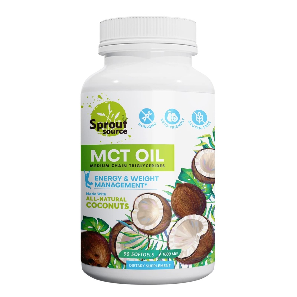 Keto MCT Oil Softgels 1000mg: 90- Day Supply, Premium C8 & C10 Mieszanka do długotrwałego zarządzania energią i wagą, wykonane z naturalnego oleju kokosowego, Non-GMO, Gluten- Free 90 softgels