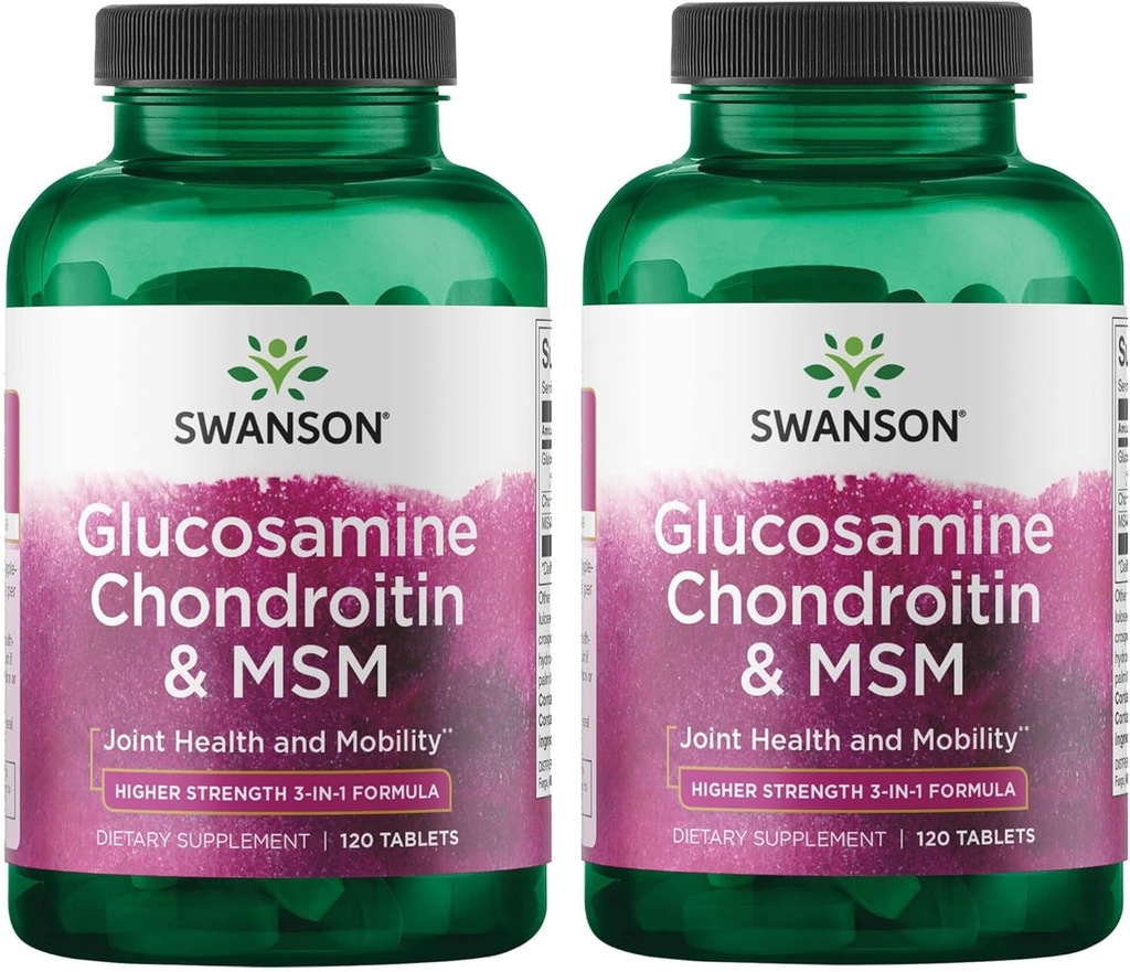 Swanson Glukozamina Chondroitin & Msm 500 / 400 / 200 Miligramy 120 Tab (2 opakowania)