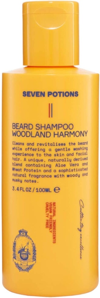 SEWEN POTIONS Beard Shampoo for Men - Delikatne, Mycie czyszczące dla Czystego, Beard-Free Itch- Natural, Vegan, Cruelty- Free - (Wolny las Harmony, 3.4 Fl Oz)