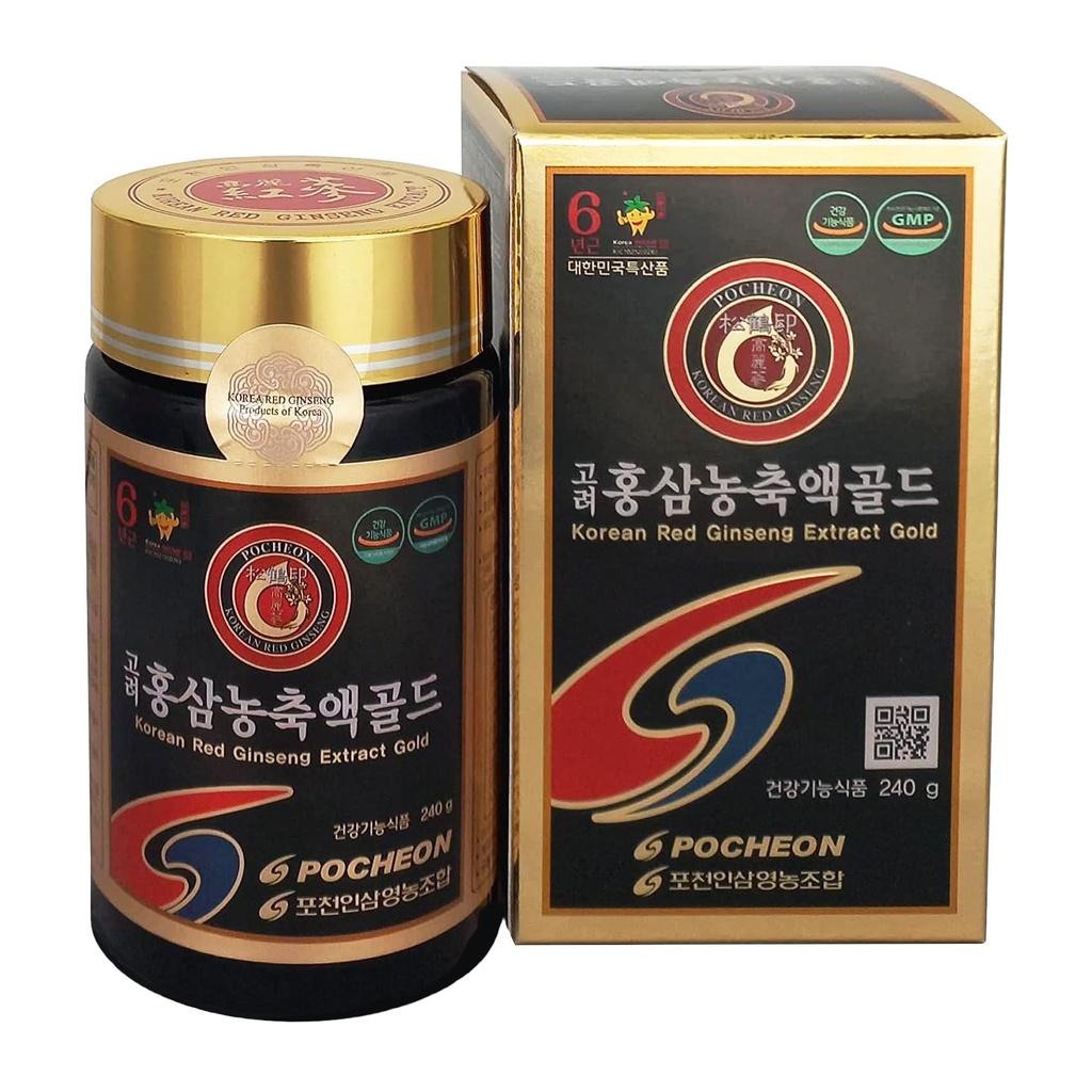 Pocheon 240g (8.5oz), 100% Czysty koreański 6Years Root Panax Red Ginseng Extract Gold, TOP Ginsenozyd, Saponin, Ginseng Herbal Supplement, Naturalne wsparcie immunologiczne